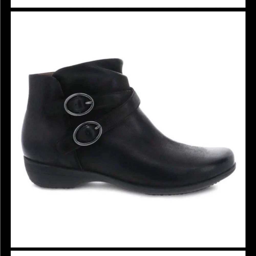 NEW Dansko Faithe Boots Womens 41/10.5-11 Black Burnished Nubuck Ankle Booties